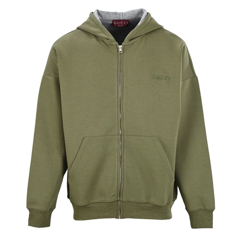 Gucci Small Logo Space Cotton Knit Hoodie - Sage Green