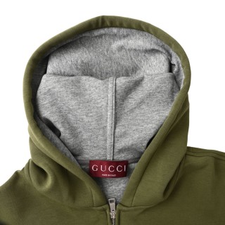 Gucci Small Logo Space Cotton Knit Hoodie - Sage Green view 4