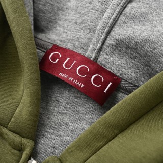 Gucci Small Logo Space Cotton Knit Hoodie - Sage Green view 6