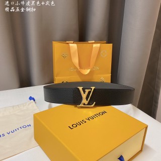 Louis Vuitton LV Initials Black Leather Belt 4.0cm