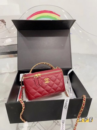 Chanel Quilted Caviar Leather Box Bag Pink 20cm view 6