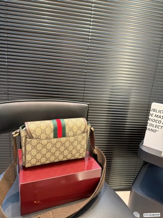 Gucci GG Marmont Shoulder Bag Beige Canvas Red Web view 7