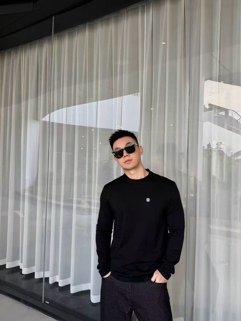Celine Black Long Sleeve Embroidered Logo T-Shirt view