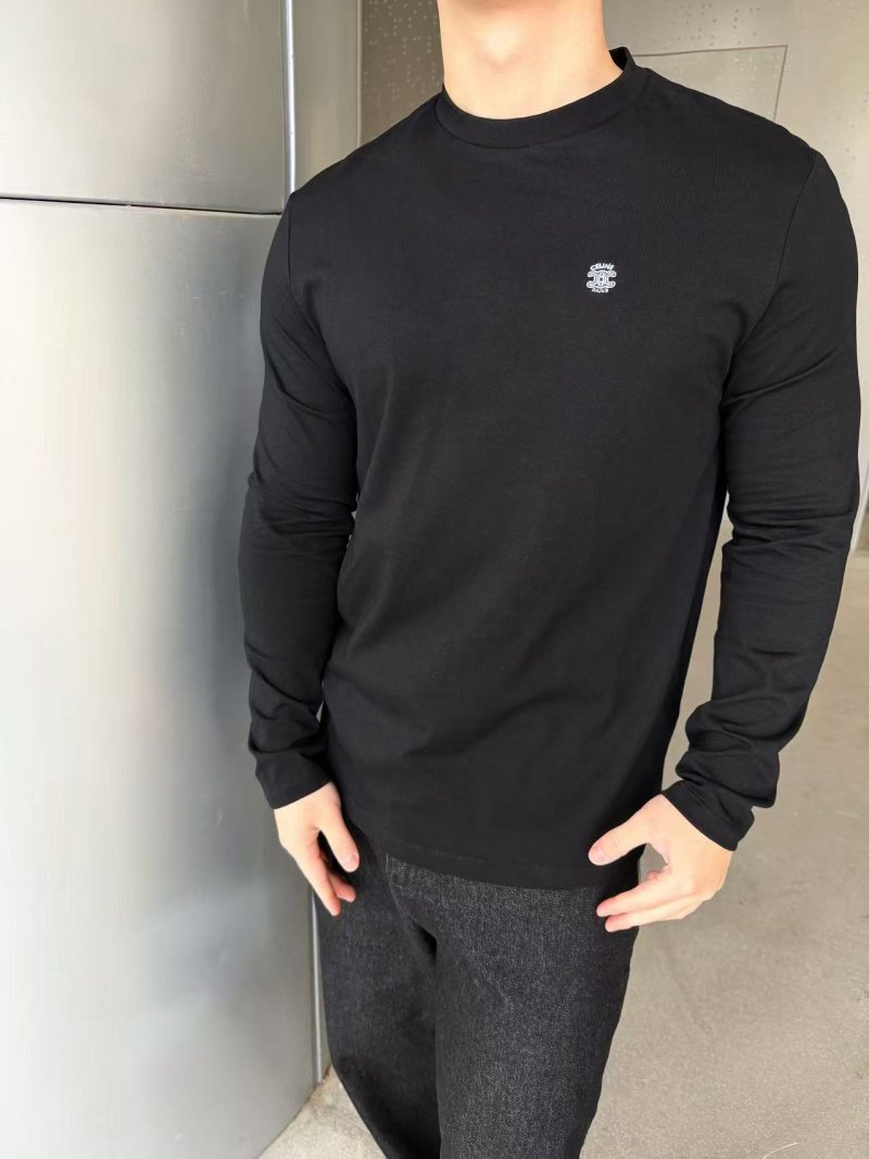 Celine Black Long Sleeve Embroidered Logo T-Shirt view
