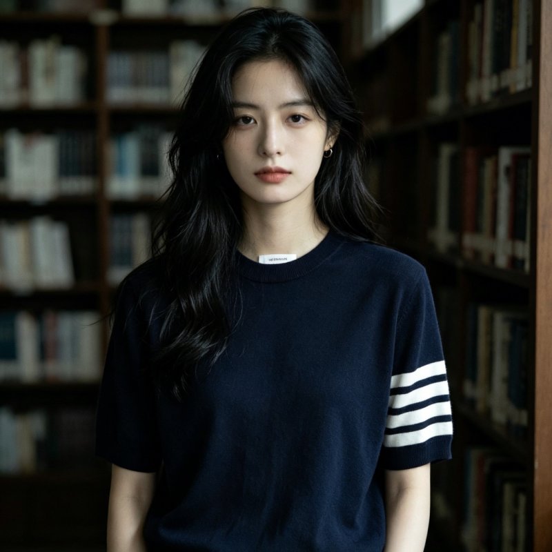 Navy Striped Sleeve T-Shirt