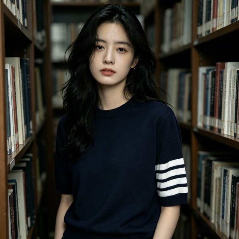 Navy Striped Sleeve T-Shirt view