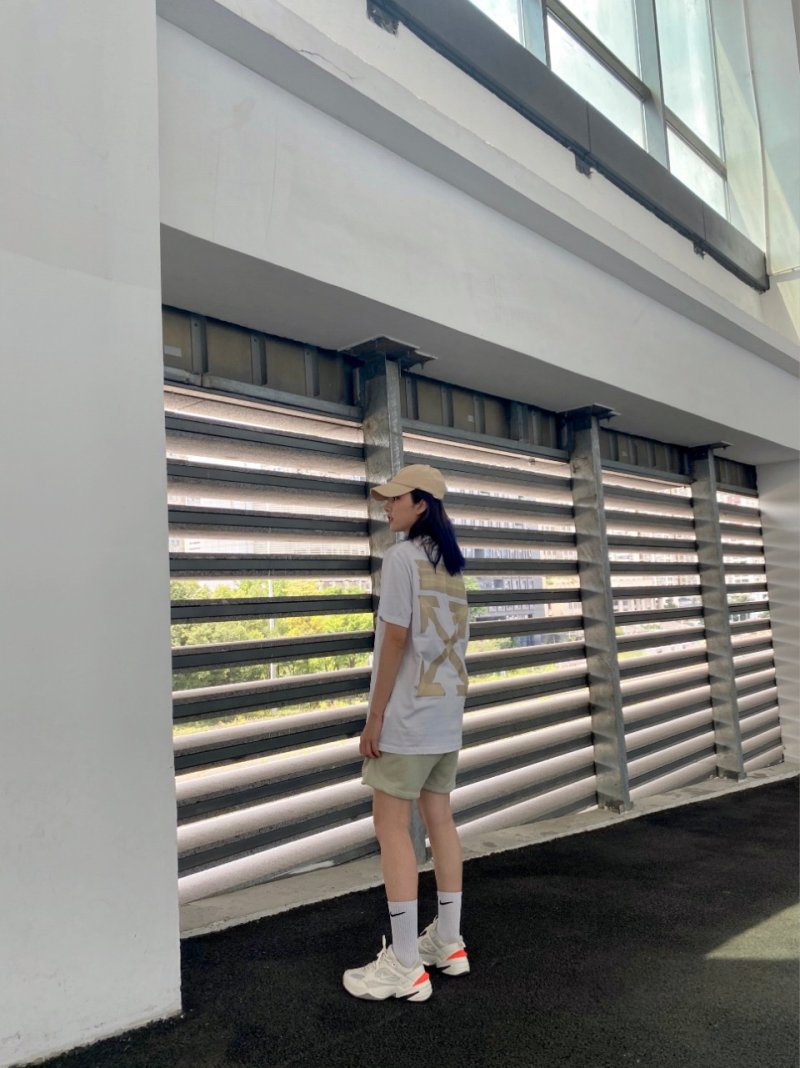 White Short Sleeve T-Shirt with Yellow Chest Print view