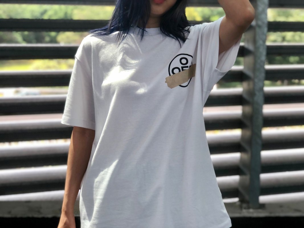 White Short Sleeve T-Shirt with Yellow Chest Print view