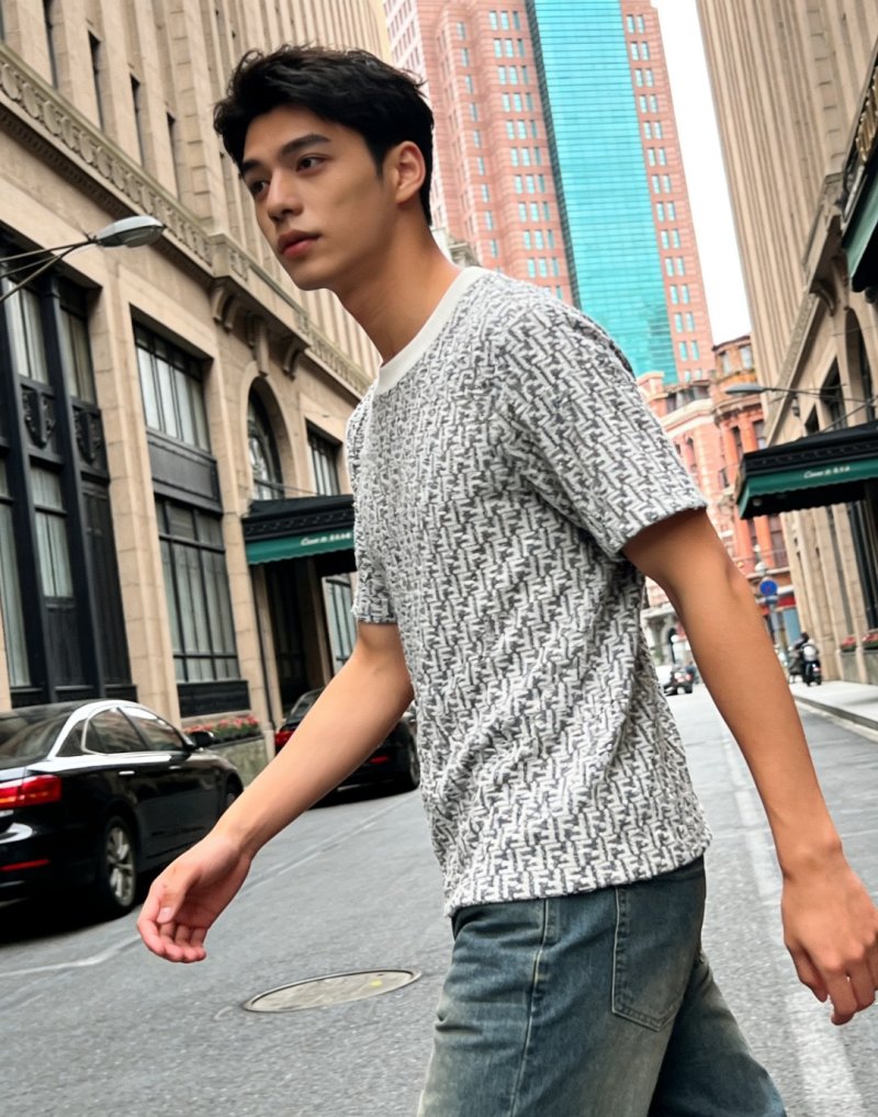 Monogram Print Short Sleeve T-Shirt Grey