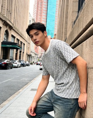 Monogram Print Short Sleeve T-Shirt Grey view 2