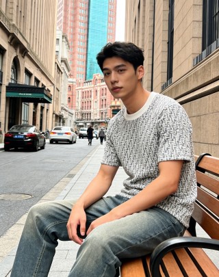 Monogram Print Short Sleeve T-Shirt Grey view 3