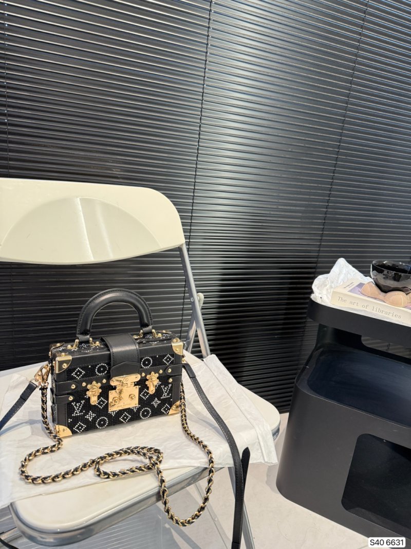 Louis Vuitton Petite Malle Hard Box Bag Black Gold