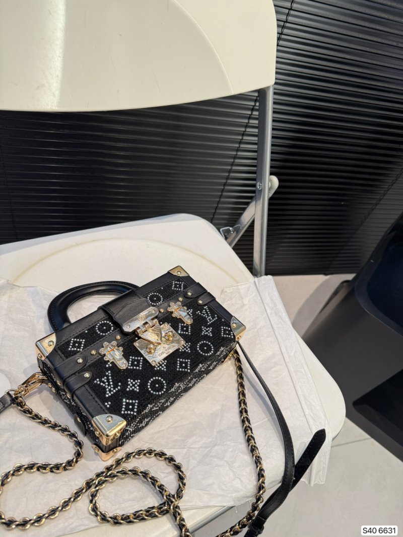 Louis Vuitton Petite Malle Hard Box Bag Black Gold view