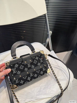Louis Vuitton Petite Malle Hard Box Bag Black Gold view 5