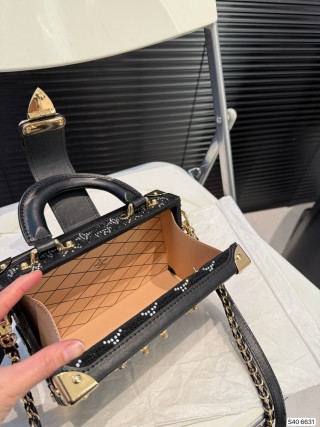 Louis Vuitton Petite Malle Hard Box Bag Black Gold view 7