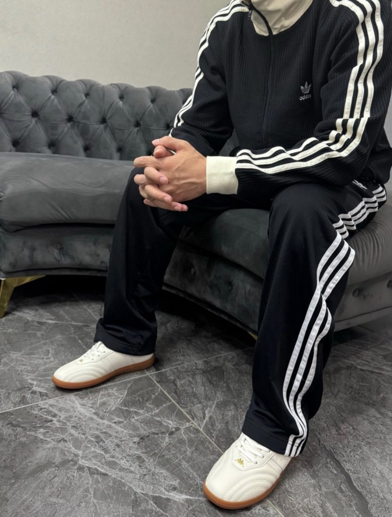 Adidas Classic Black Track Jacket with White Stripes
