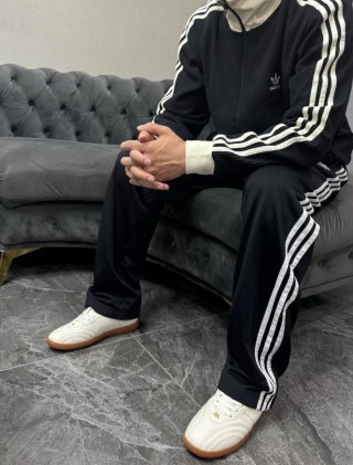 Adidas Classic Black Track Jacket with White Stripes