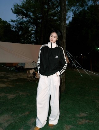 Adidas Classic Black Track Jacket with White Stripes view 2