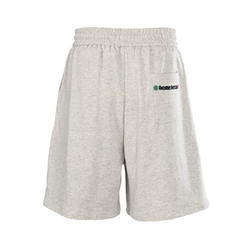 White Embroidered Drawstring Shorts with Colorful Logo Detail view