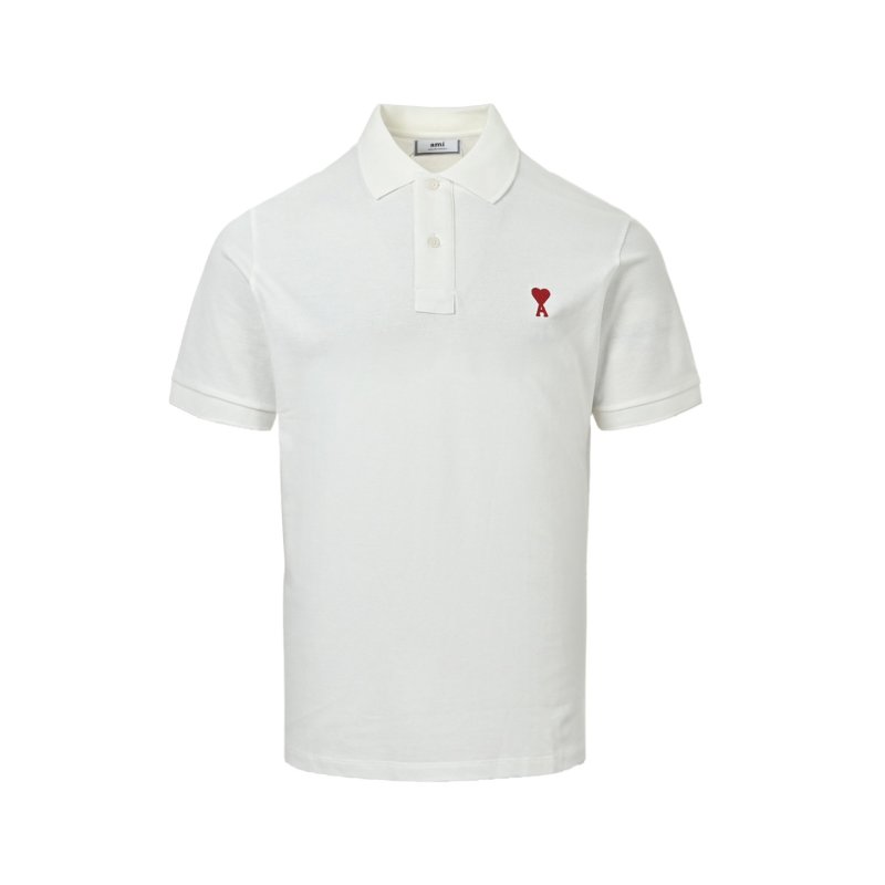 Ami Paris Heart Logo White Polo T-Shirt view