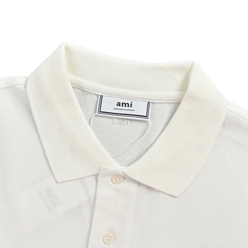 Ami Paris Heart Logo White Polo T-Shirt view