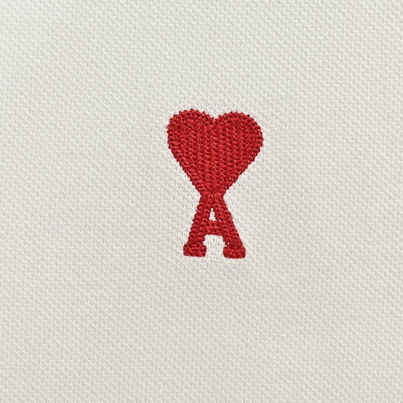 Ami Paris Heart Logo White Polo T-Shirt view