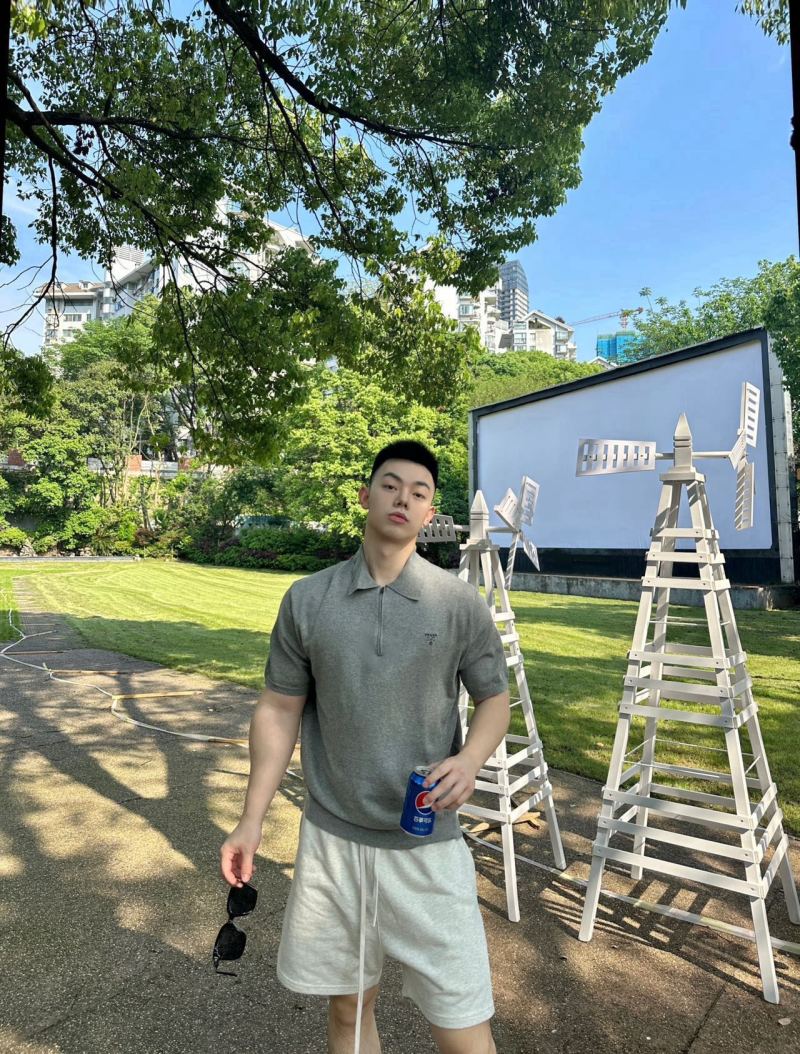 Prada Grey Knit Polo Shirt view