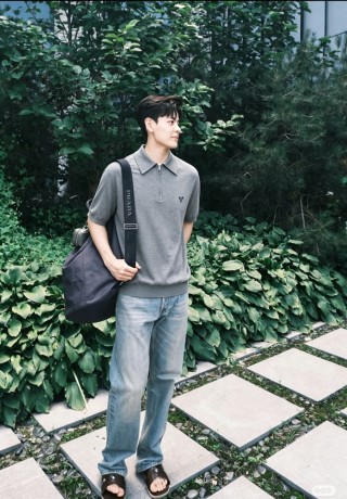 Prada Grey Knit Polo Shirt view 7