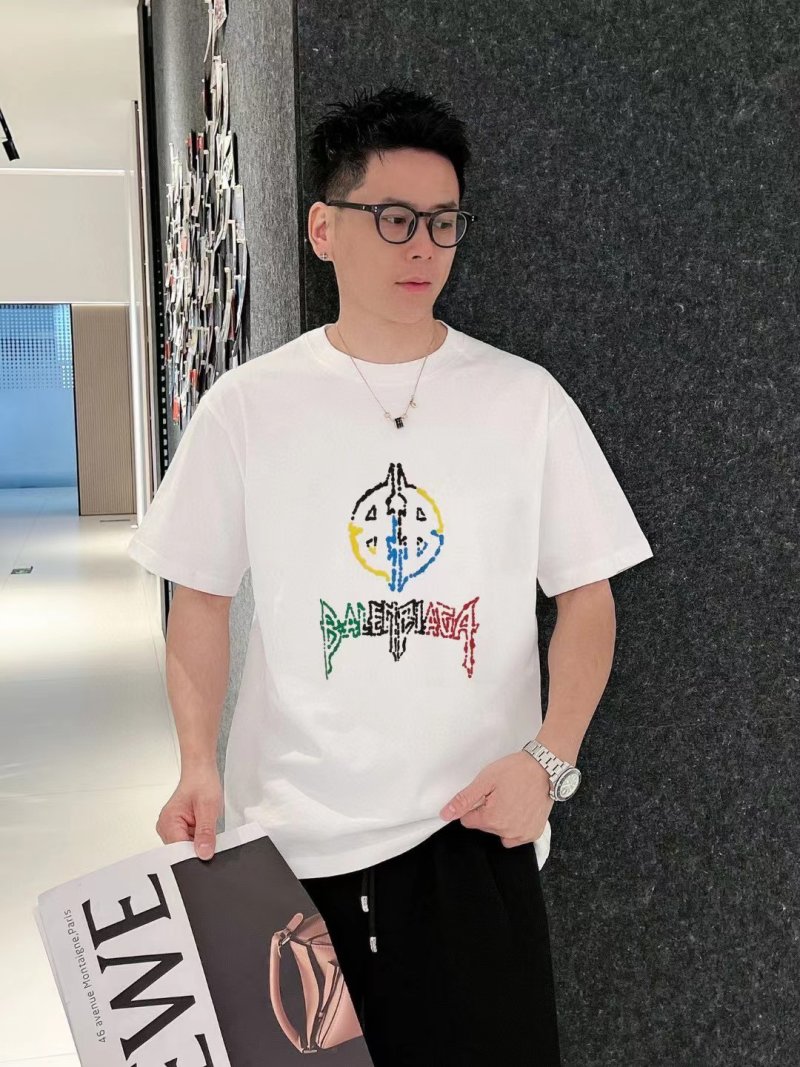 Balenciaga Multicolor Logo White T-Shirt view
