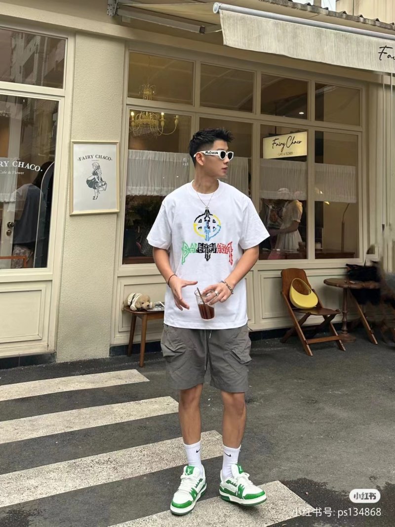 Balenciaga Multicolor Logo White T-Shirt view