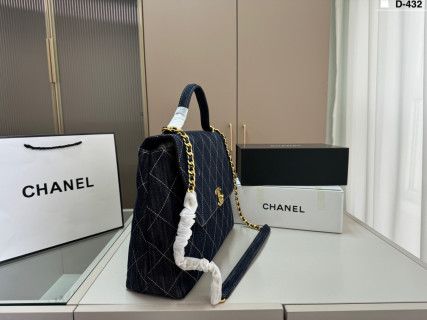 Chanel Coco Handle Quilted Denim Navy Handbag view 2