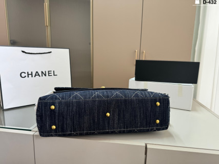 Chanel Coco Handle Quilted Denim Navy Handbag view 3