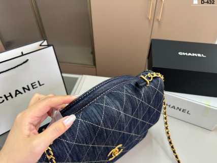 Chanel Coco Handle Quilted Denim Navy Handbag view 5