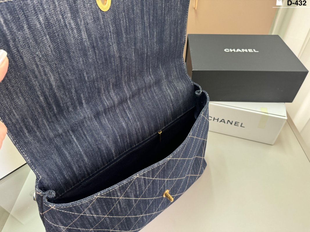Chanel Coco Handle Quilted Denim Navy Handbag view