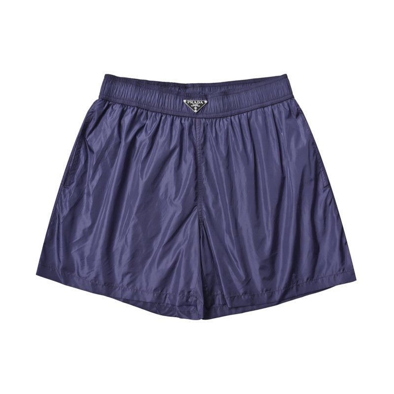 Navy Nylon High-Waist Shorts view