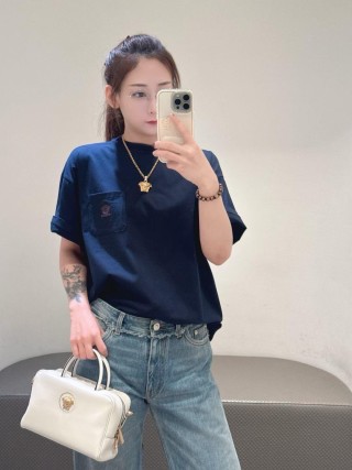 Versace Navy Crew Neck Short Sleeve T-Shirt view 5
