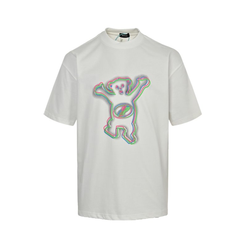 White Neon Bear Graphic T-Shirt view