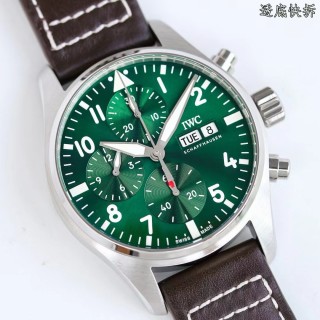 IWC Pilot Chronograph Green Dial Stainless Steel Watch