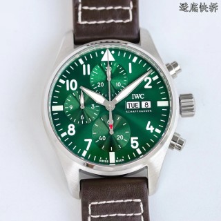 IWC Pilot Chronograph Green Dial Stainless Steel Watch view 2