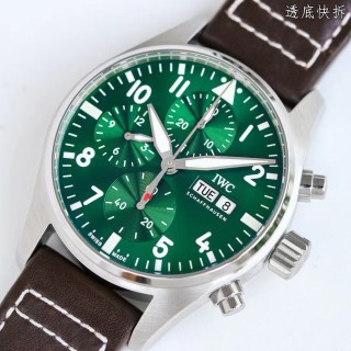 IWC Pilot Chronograph Green Dial Stainless Steel Watch view 3