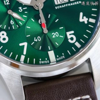 IWC Pilot Chronograph Green Dial Stainless Steel Watch view 4