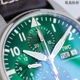 IWC Pilot Chronograph Green Dial Stainless Steel Watch view 5