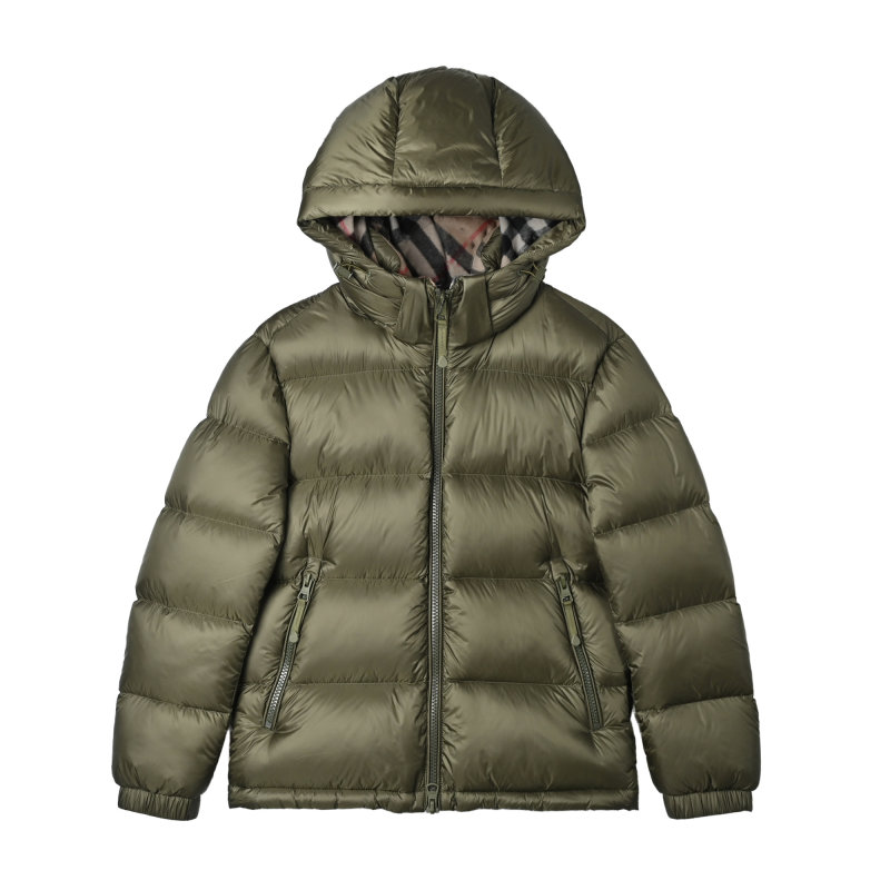 Women's Sage Green Puffer Down Jacket with Hood view