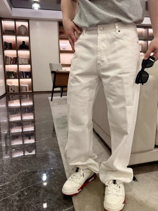 Premium Cream White Straight-Fit Denim Jeans view 6