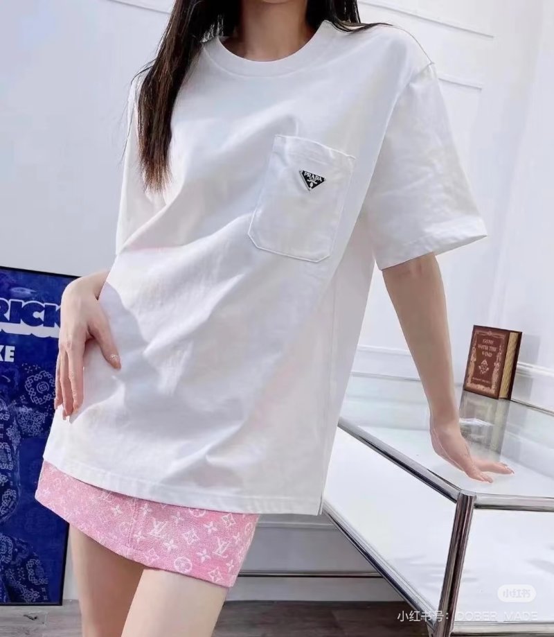 White Short Sleeve T-Shirt with Chest Pocket Detail view