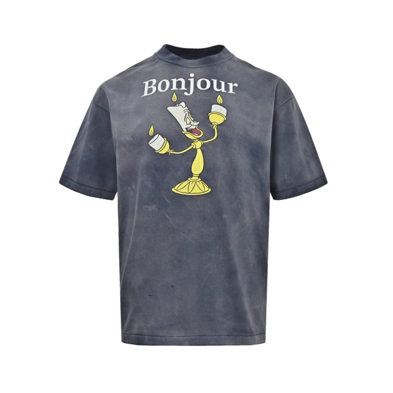 Navy Blue Graphic T-Shirt with Candlestick Print view