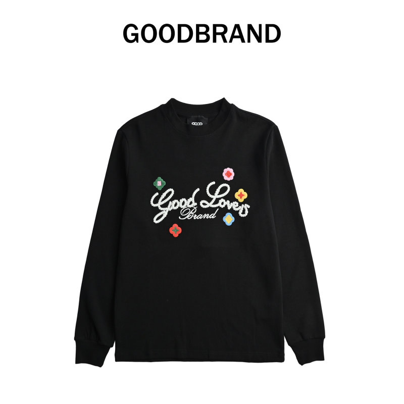 Good Loves Brand Black Long Sleeve T-Shirt with Colorful Embroidery view