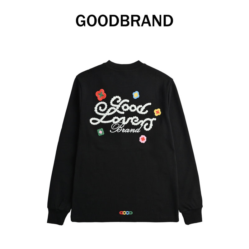 Good Loves Brand Black Long Sleeve T-Shirt with Colorful Embroidery view