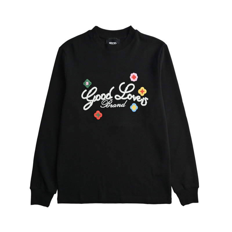 Good Loves Brand Black Long Sleeve T-Shirt with Colorful Embroidery view