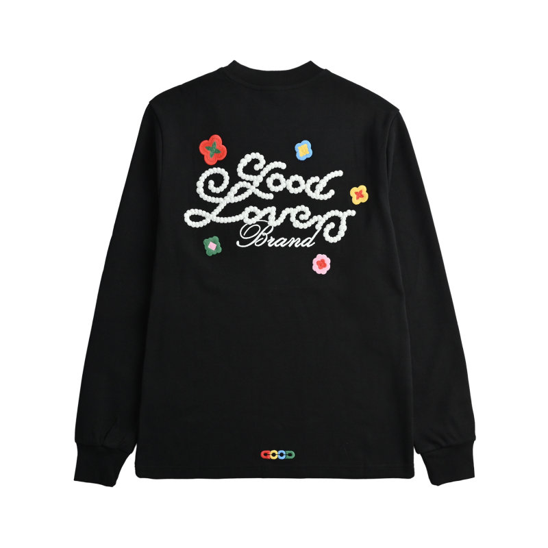 Good Loves Brand Black Long Sleeve T-Shirt with Colorful Embroidery view